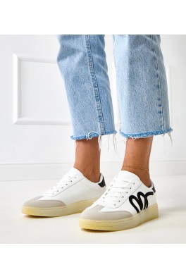 Balti Sneakers Stiliaus Ant Platformos Su Juodomis Motyvais Izabell