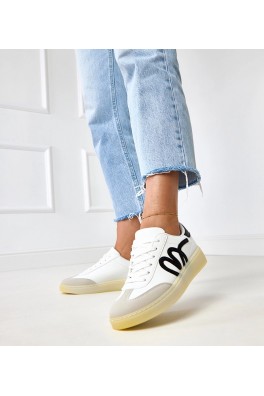 Balti Sneakers Stiliaus Ant Platformos Su Juodomis Motyvais Izabell