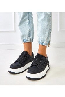 Juodi Sneakers Stiliaus Ant Platformos papuošti Kūbiniais Cirkoniais Grima