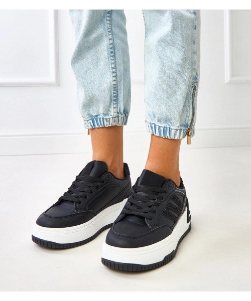 Juodi Sneakers Stiliaus Ant Platformos papuošti Kūbiniais Cirkoniais Grima Juodi Sneakers Stiliaus Ant Platformos papuošti Kūbiniais Cirkoniais Grima