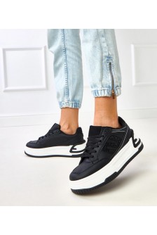 Juodi Sneakers Stiliaus Ant Platformos papuošti Kūbiniais Cirkoniais Grima