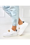 Balti Sneakers Stiliaus Su Žaliais Akcentu i Juoda Intarpais Melania Balti Sneakers Stiliaus Su Žaliais Akcentu i Juoda Intarpais Melania