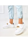 Balti Sneakers Stiliaus Su Žaliais Akcentu i Juoda Intarpais Melania Balti Sneakers Stiliaus Su Žaliais Akcentu i Juoda Intarpais Melania