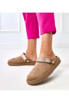 Rudos Spalvos mule Užsegami su Velcro Lipduku Miluska