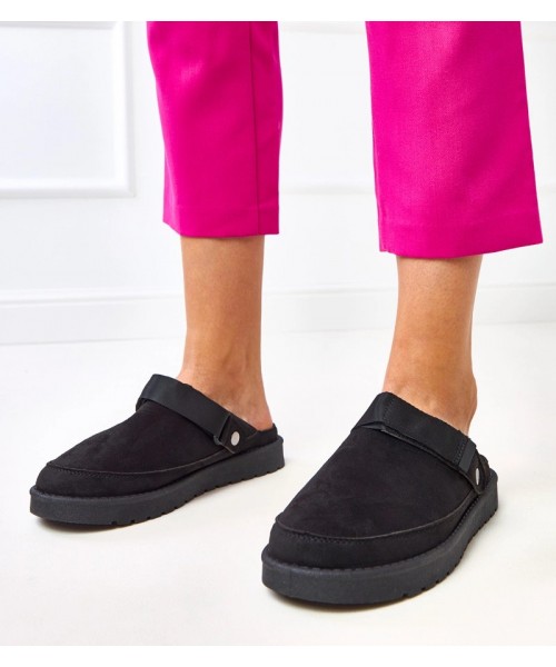 Juodos Spalvos mule Užsegami su Velcro Lipduku Miluska