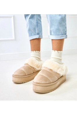 Smėlio spalvos trumpi sniego batai su kailiu Almeida