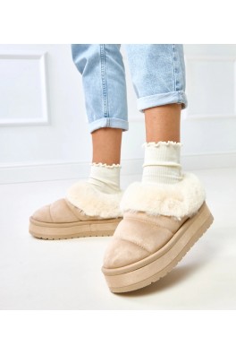 Smėlio spalvos trumpi sniego batai su kailiu Almeida