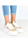 Smėlio Spalvos Sneakers Stiliaus Ant Platformos Su plecioną Intarpais Lina Smėlio Spalvos Sneakers Stiliaus Ant Platformos Su plecioną Intarpais Lina