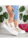 Smėlio Spalvos Sneakers Stiliaus Ant Platformos Su plecioną Intarpais Lina Smėlio Spalvos Sneakers Stiliaus Ant Platformos Su plecioną Intarpais Lina