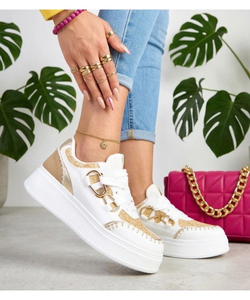 Smėlio Spalvos Sneakers Stiliaus Ant Platformos Su plecioną Intarpais Lina Smėlio Spalvos Sneakers Stiliaus Ant Platformos Su plecioną Intarpais Lina
