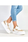 Smėlio Spalvos Sneakers Stiliaus Ant Platformos Su plecioną Intarpais Lina Smėlio Spalvos Sneakers Stiliaus Ant Platformos Su plecioną Intarpais Lina