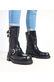 Juodi platforminiai batai su dekoratyvinėmis sagtimis iš Shalay