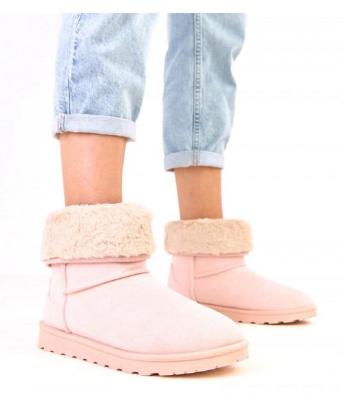 Rausvi dirbtinio kailio platforminiai sniego batai iš "Meggi