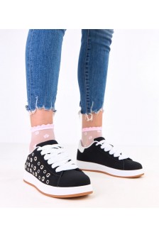 Juodi Sneakers Stiliaus Ant Platformos Su nitami Adelis