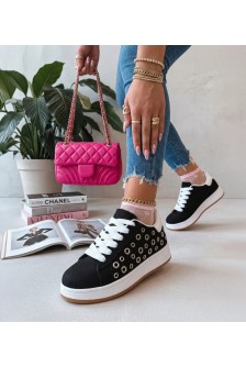 Juodi Sneakers Stiliaus Ant Platformos Su nitami Adelis