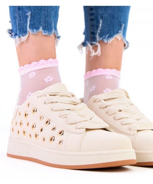 Smėlio spalvos platforminiai sportbačiai su kniedėmis "Adelis