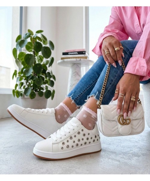 Balti Sneakers Stiliaus Ant Platformos Su nitami Adelis Balti Sneakers Stiliaus Ant Platformos Su nitami Adelis
