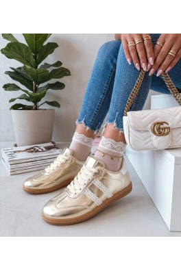 Auksinės Spalvos Sneakers Stiliaus Moteriški Su satynowymi Raišteliais Madres