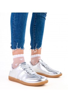 Sidabriniai Sneakers Stiliaus Moteriški Su satynowymi Raišteliais Madres