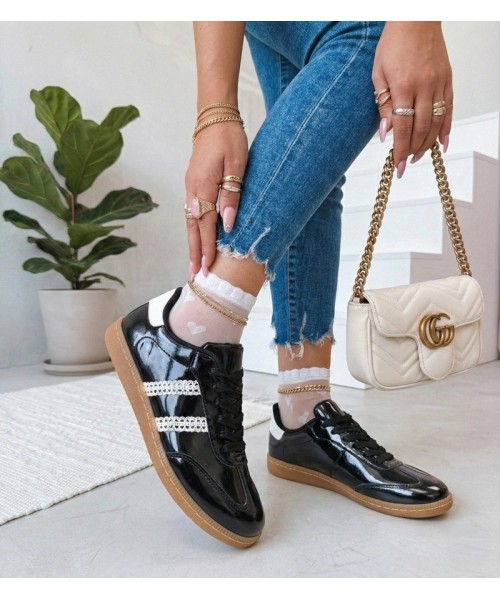 Juodi Sneakers Stiliaus Moteriški Su satynowymi Raišteliais Madres