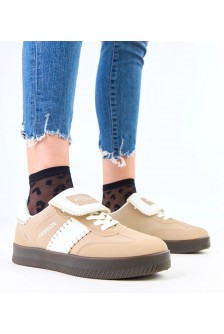 Rudos Spalvos Sneakers Stiliaus Ant Platformos Su przeszyciami Puente
