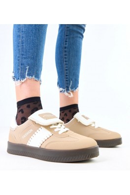Rudos Spalvos Sneakers Stiliaus Ant Platformos Su przeszyciami Puente