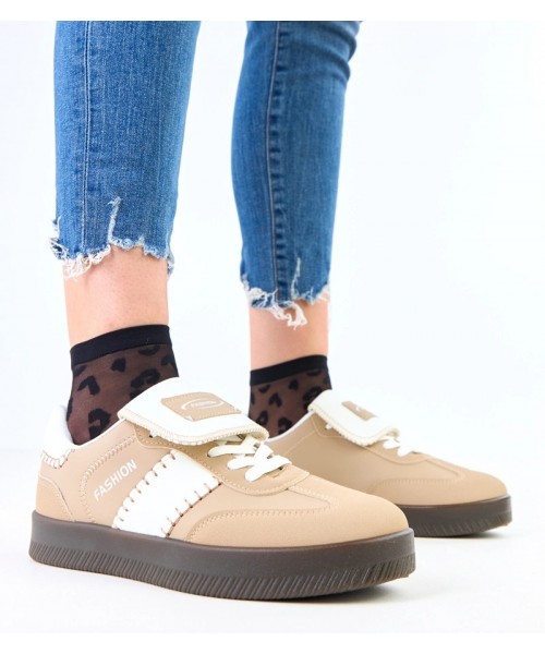 Rudos Spalvos Sneakers Stiliaus Ant Platformos Su przeszyciami Puente