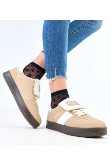 Rudos Spalvos Sneakers Stiliaus Ant Platformos Su przeszyciami Puente