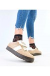 Rudos Spalvos Sneakers Stiliaus Ant Platformos Su przeszyciami Puente