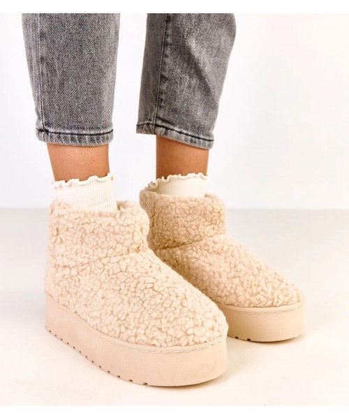 Smėlio spalvos sniego batai su ėriuko kailiu "Lasso