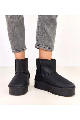 "Reinol" juodi sniego batai su žema platforma iš ekologiškos odos