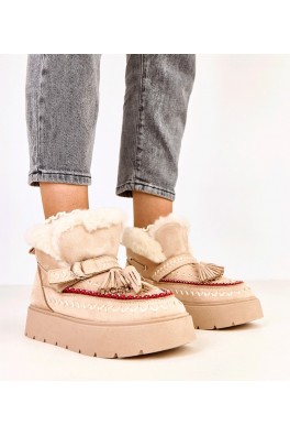 Maurisa smėlio spalvos platforminiai sniego batai su kutais