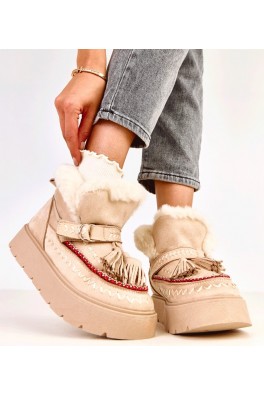 Maurisa smėlio spalvos platforminiai sniego batai su kutais