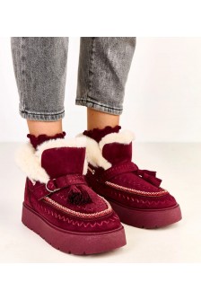Bordo spalvos Žieminiai ant Platformos su frędzlami Maurisa