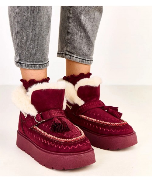 Bordo spalvos platforminiai sniego batai su kutais Maurisa