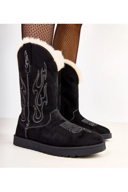 Juodi sniego batai su siuvinėjimu ant viršaus pagal Darena