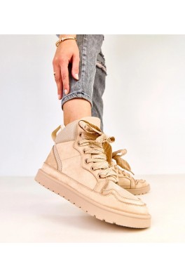 Smėlio Spalvos Sneakers Stiliaus aukšta Su grubymi Raišteliais Klevis