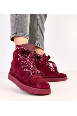 Bordo spalvos aukštakulniai su grubiais raišteliais "Klevis