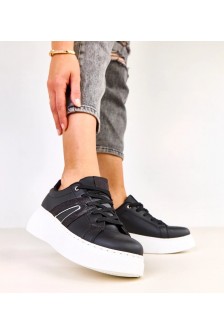 Juodi Sneakers Stiliaus Ant Platformos Su brokatowym Akcentu Jeromi