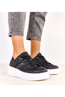 Juodi Sneakers Stiliaus Ant Platformos Su brokatowym Akcentu Jeromi