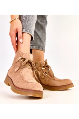 Smėlio spalvos apšiltinti batai su dekoratyviniais raišteliais Katrins