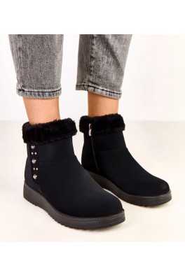 Juodi matinės eko odos apšiltinti batai "Boliva
