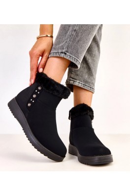 Juodi matinės eko odos apšiltinti batai "Boliva