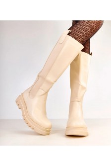 Smėlio spalvos batai su elastiniu įdėklu ant viršaus Maja