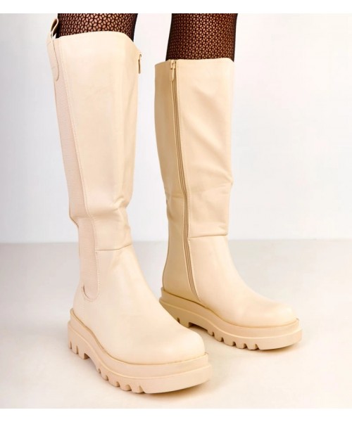 Smėlio spalvos batai su elastiniu įdėklu ant viršaus Maja