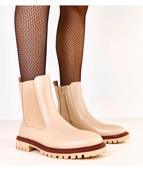 Smėlio spalvos batai plokščiu padu su Terrami elastiniu įdėklu