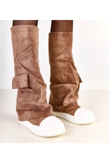 Rudi ekologiškos zomšos batai su apsmukusia viršutine dalimi iš "Marsey