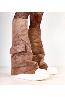 Rudi ekologiškos zomšos batai su apsmukusia viršutine dalimi iš "Marsey