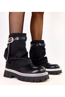 Juodi batai su apsmukusiu viršumi ir cirkonio apvadu Yemi