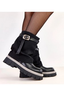 Juodi batai su apsmukusiu viršumi ir cirkonio apvadu Yemi